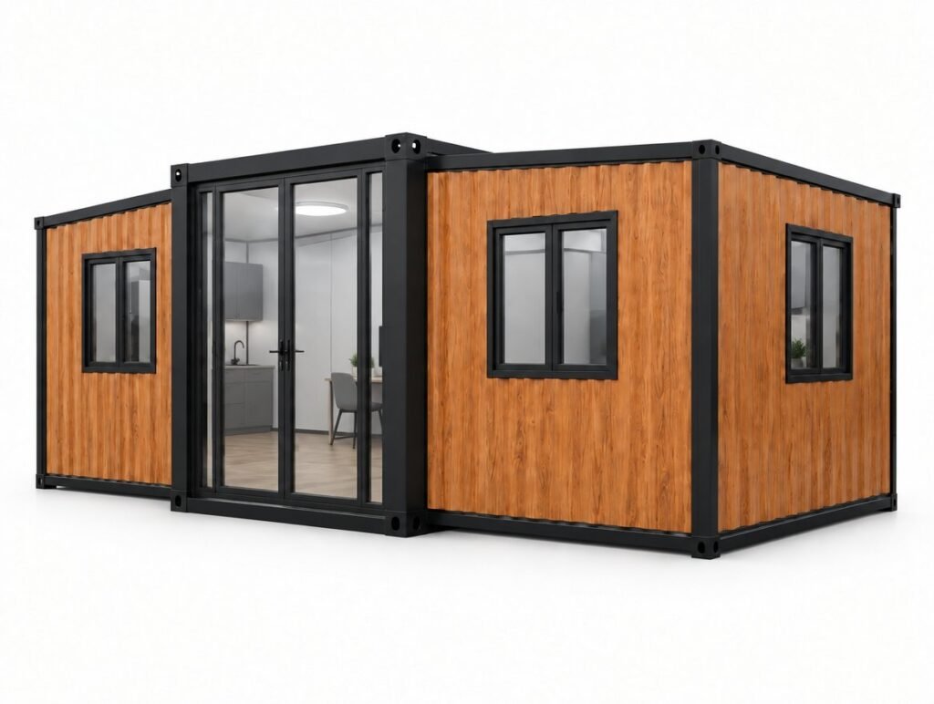 Maison pliable Otini 16, version bardage bois