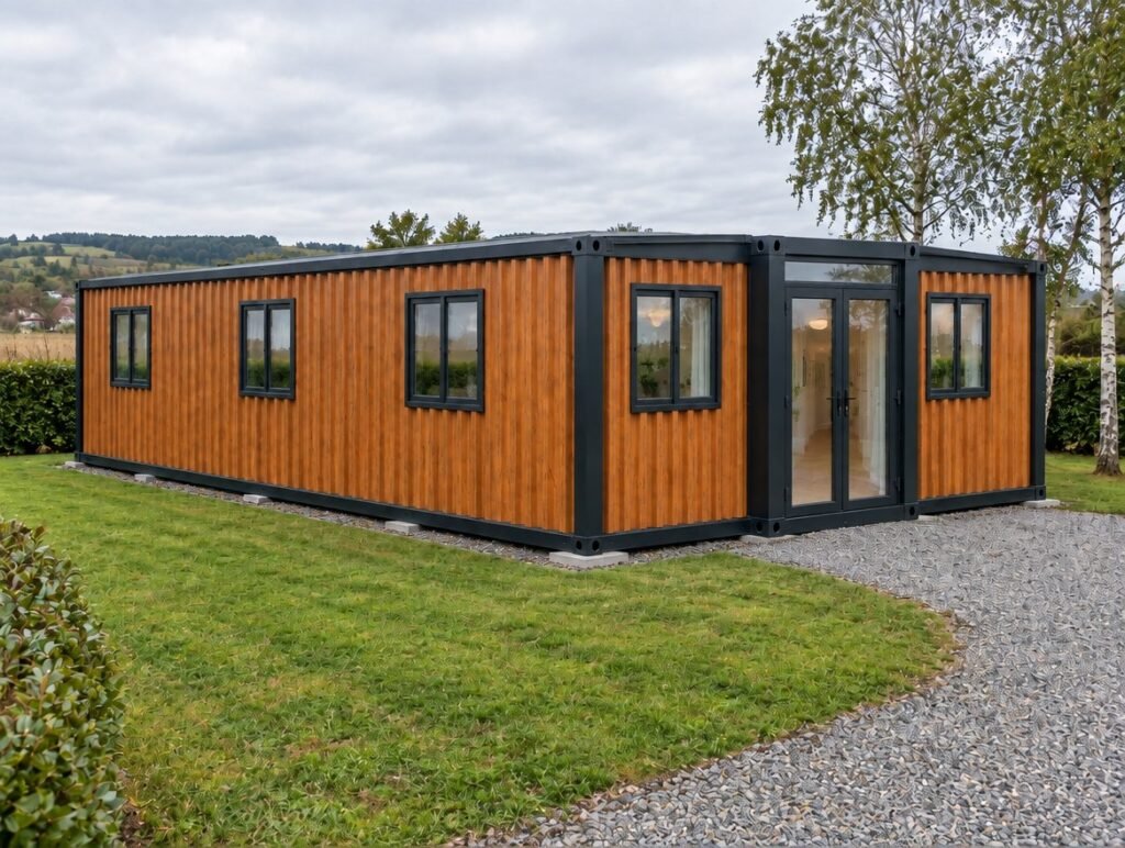 Maison pliable Otini 56 installée sur un terrain