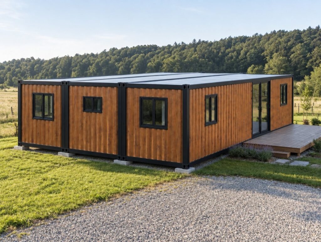 Maison pliable Otini 75 installée à la campagne